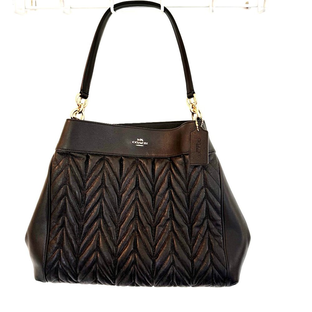 Coach Lexy Shoulder Bag Black Quilted Leather